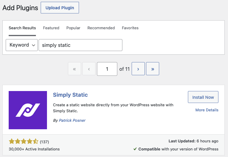 Simply Static plugin